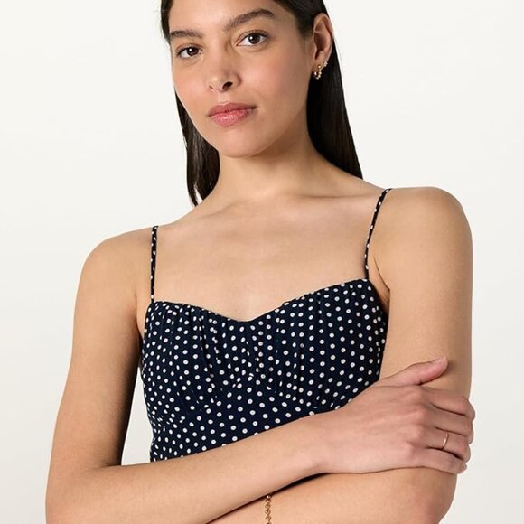 NWT The Drop Women’s Linea Spaghetti Strap Maxi Dress w/ Front Slit, Navy Polk - Picture 3 of 5